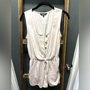 Express Light Pink Button Front Romper